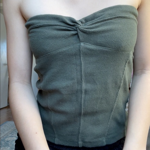 Free People Army Green Tube top - Picture 2 of 2